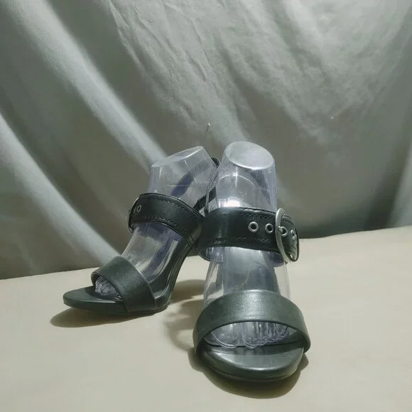 Black High Heel  Karl Lagerfeld Sandals Ankle Strap Slip On Open Toe Womens - Picture 2 of 8